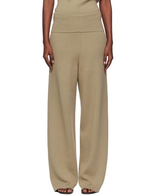 AYA MUSE Natural Ribbed Knitted Casual Pants