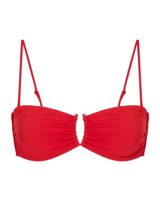 Nili Lotan Red Embellished Bikini Top