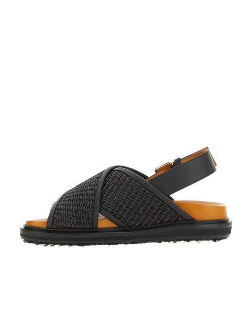 Marni Black Fussbett Cross-Strap Sandals
