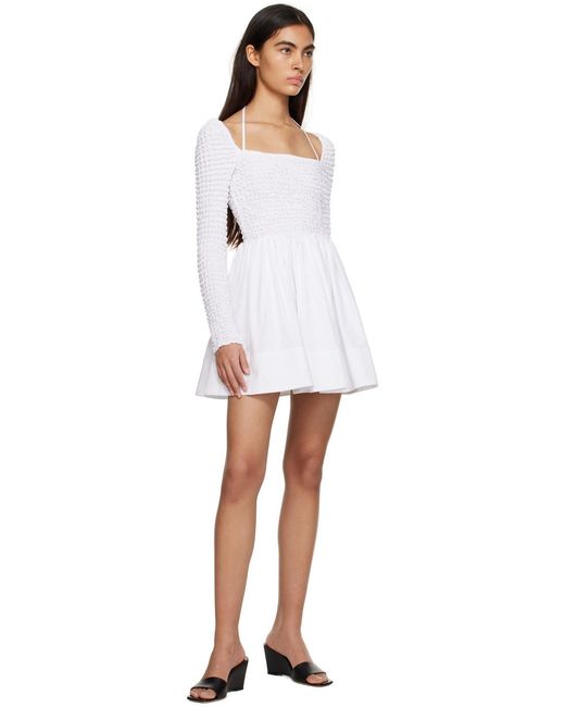 Staud White Plain Jersey Stretch Dress