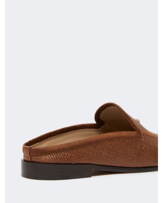 Max Mara Brown Woven Metal-Detail Sneakers