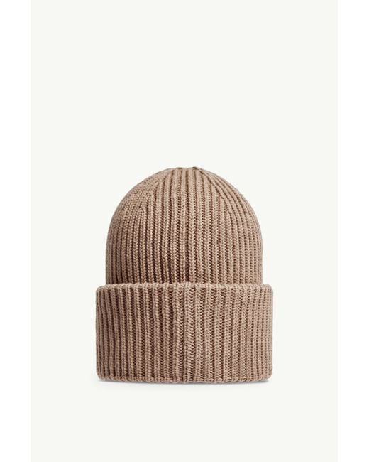 Moncler Brown Logo Patch Ribbed Beanie for men