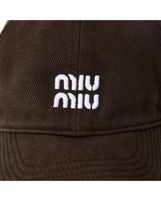 Miu Miu Brown Solid Color Baseball Cap