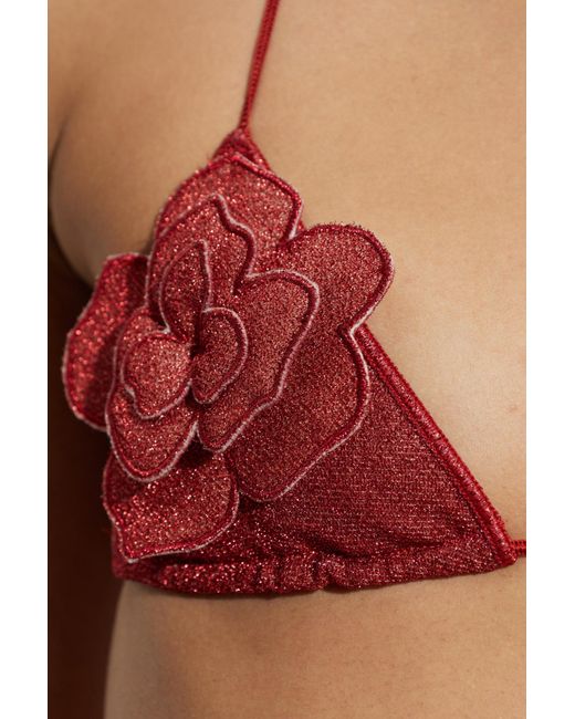 Oseree Red Lace-Up Bikini Set
