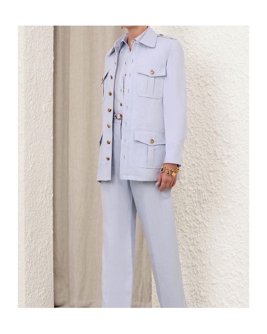 Zimmermann Blue Long-Sleeved Collared Shirt