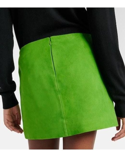 Staud Green Crest Suede Miniskirt