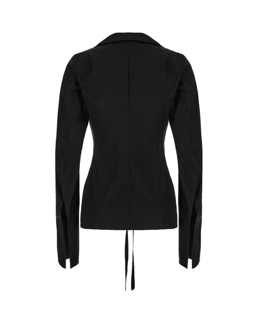 Ann Demeulemeester Black Tie-Front Fitted Top