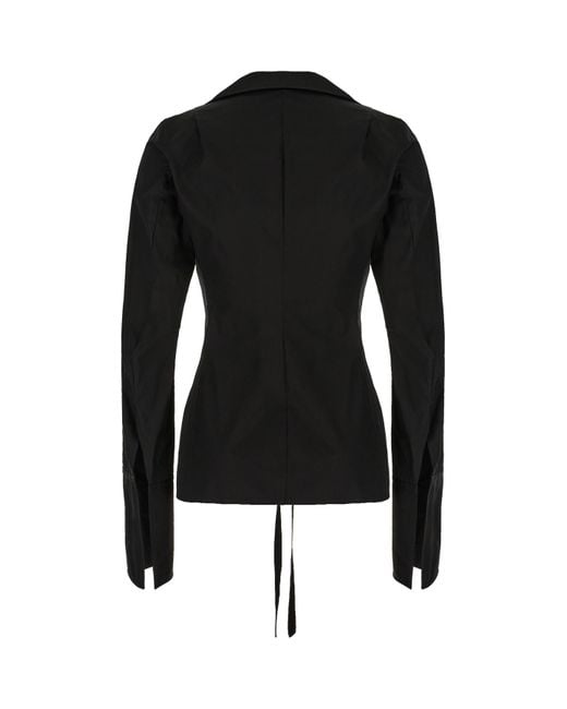 Ann Demeulemeester Black Tie-Front Fitted Top