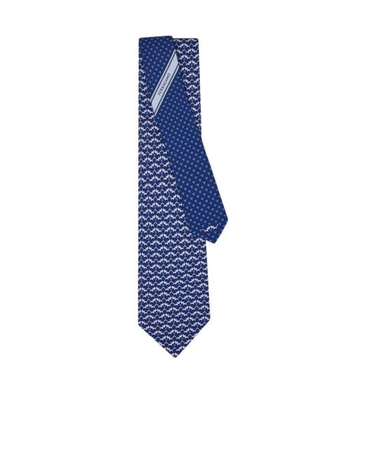 Ferragamo Blue Tales Print Silk Tie for men