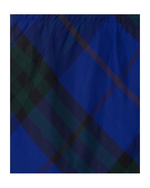 Burberry Blue Checkered Knee-Length Twill Swim Shorts for men