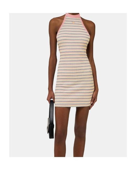 Amiri Natural Ribbed Striped Knitted Dress