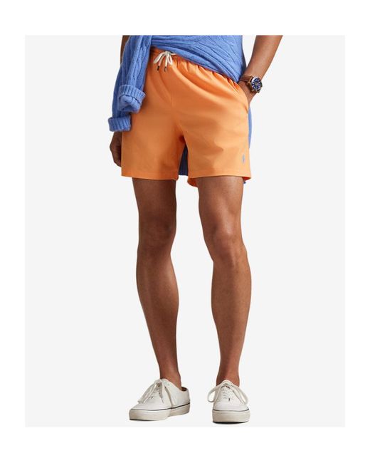 Ralph Lauren Orange Polo Traveller Classic Swimming Trunks for men