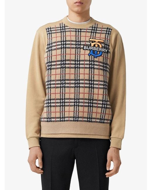 Burberry Multicolor Monogram-Motif Check-Panel Sweatshirt for men
