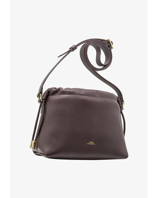 A.P.C. Brown Ninon Logo Embossed Mini Shoulder Bag