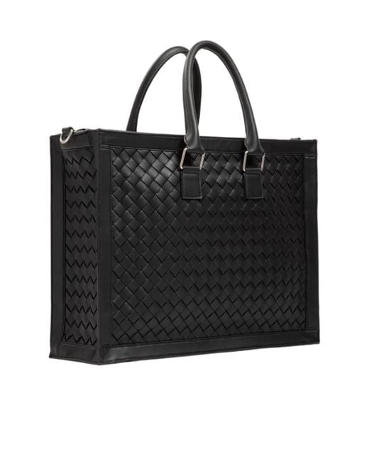 Bottega Veneta Black Intrecciato Briefcase for men