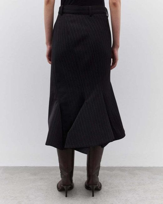 Sacai Black Striped Asymmetric Skirt