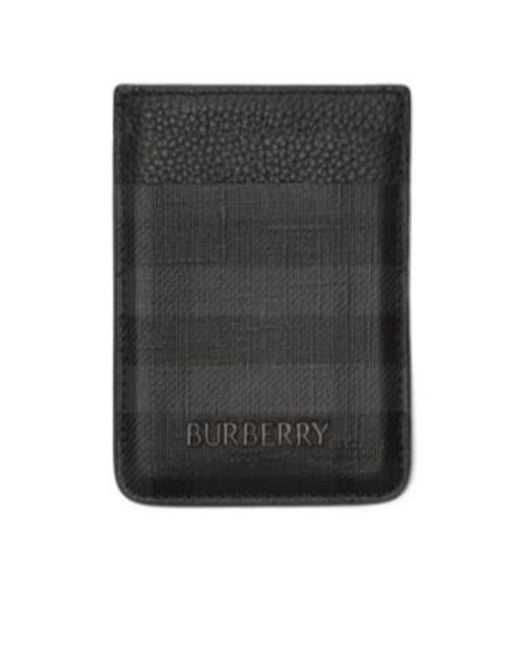 Burberry Black City Check Magnetic Card Case for men