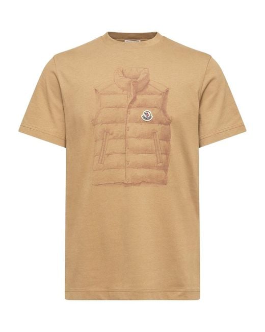 Moncler Natural Down Jacket Print Cotton T-Shirt for men