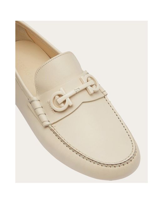 Ferragamo White Ferragamo Gancini Ornament Loafers for men
