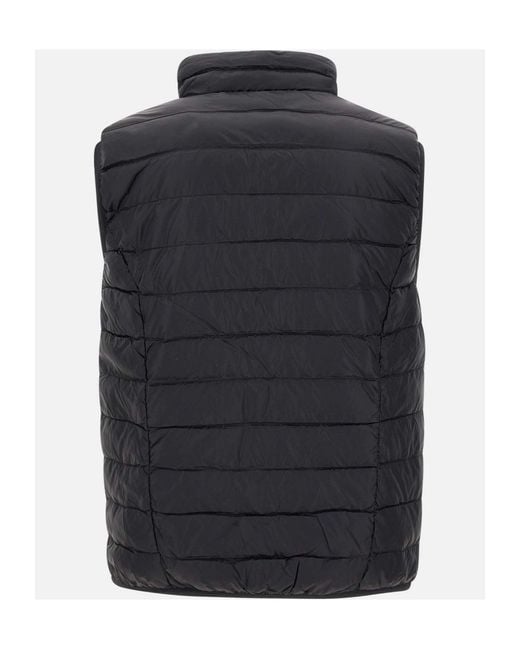 EA7 Black Logo Printed Quilted Padded Gilet for men