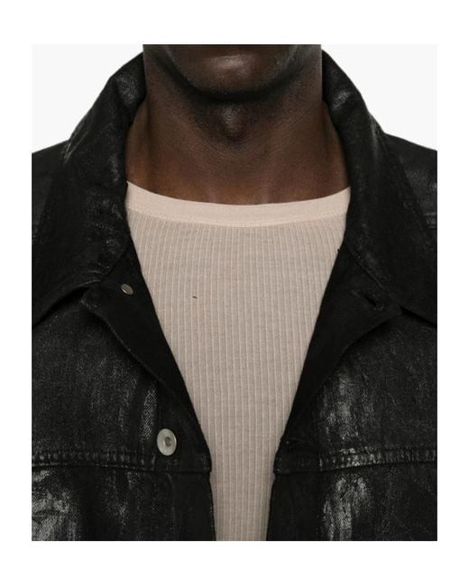 Rick Owens Black Button-Up Denim Jacket for men