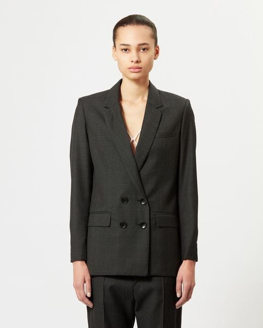 Isabel Marant Black Checked Double Breasted Blazer