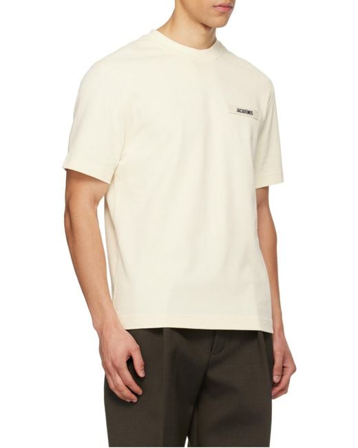 Jacquemus White Logo Embroidered Crewneck T-Shirt for men