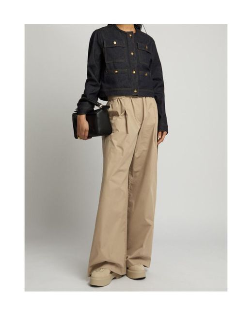 Moncler Natural Wide-Leg Cotton-Blend Poplin Trousers