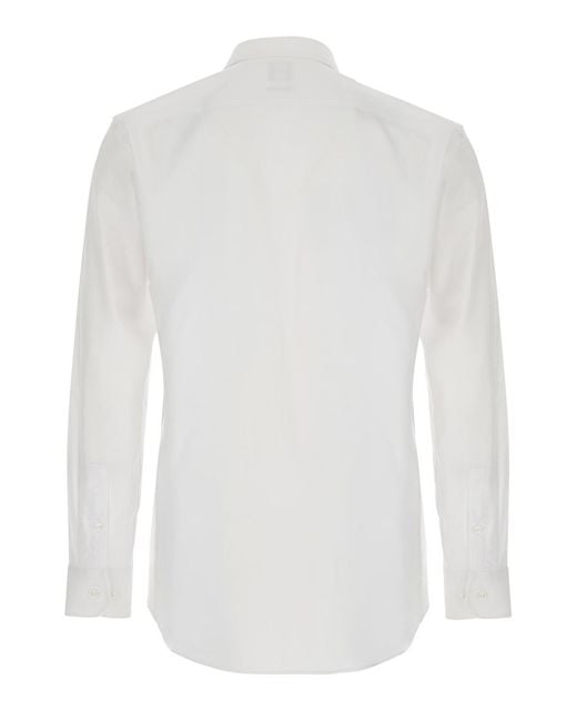 Boss White Shirt With Pointed Collar And Long Sleeves for men