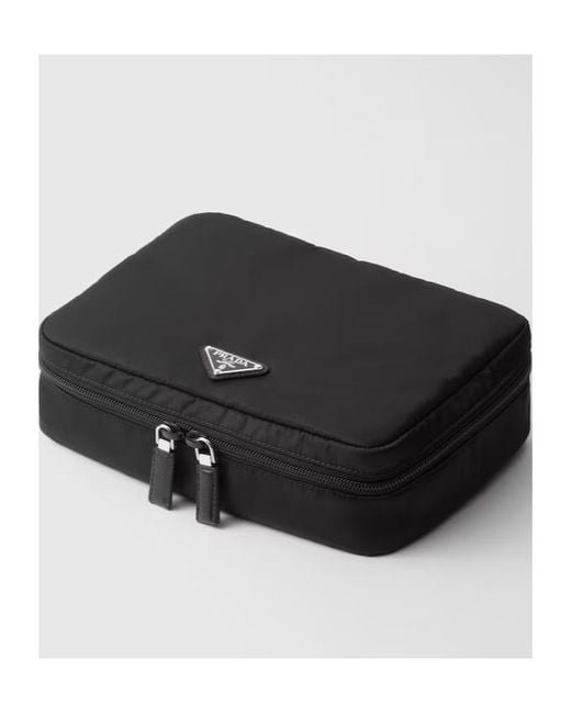 Prada Black Medium Re-Nylon Zipper Pouch for men