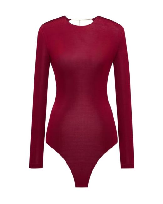 Saint Laurent Red Cassandre Backless Bodysuit