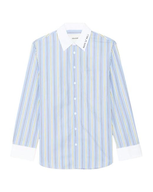 Zadig & Voltaire Blue Striped Cuff Shirt