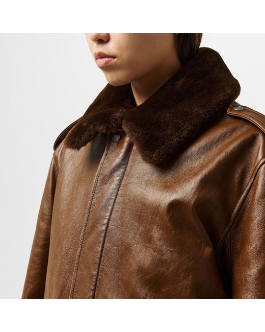 Prada Brown Casual And Versatile Leather Jacket