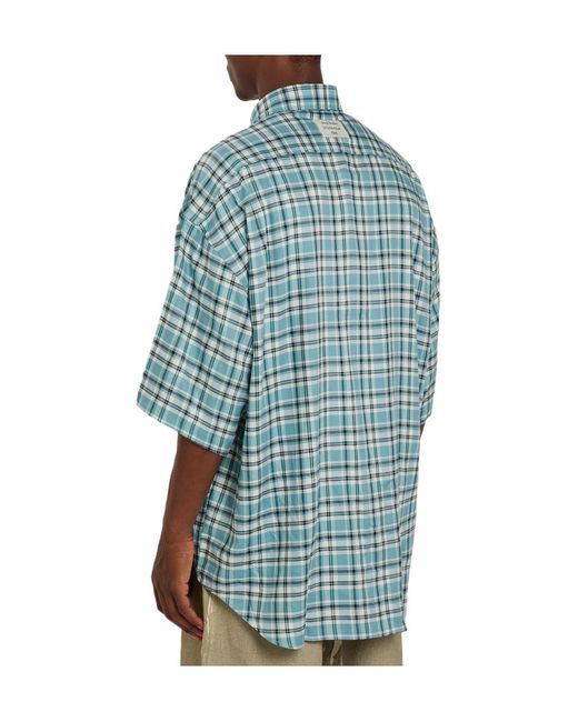 Acne Blue Checked Loose-Fitting Shirt for men