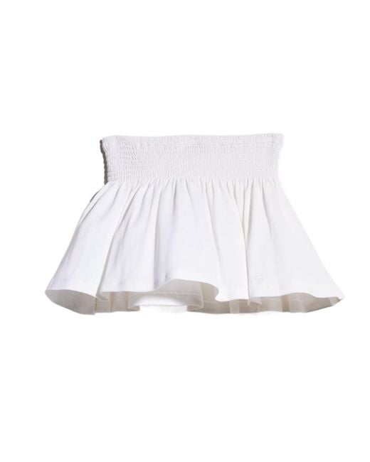 Gucci White Silk Jersey Skirt With Embroidery