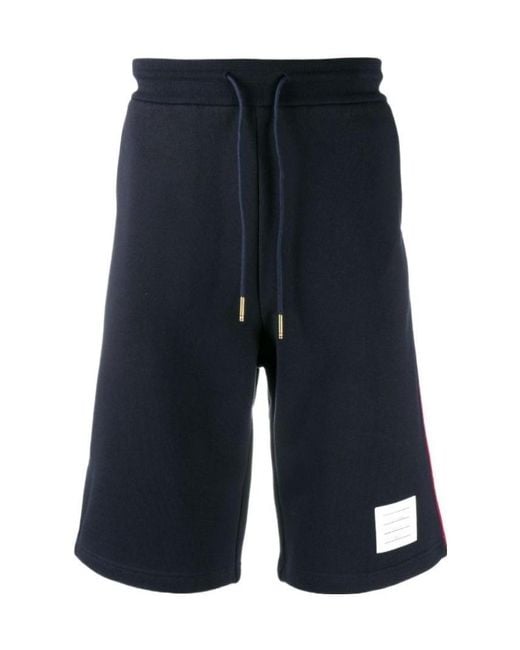 Thom Browne Blue Side-Stripe Track Shorts for men