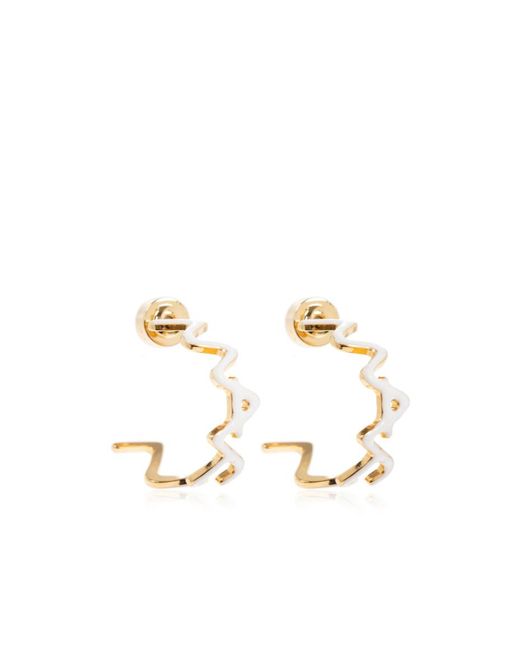 Marni White Zig-Zag Hoop Earrings