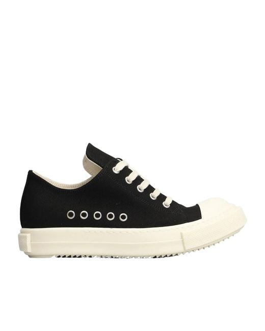 Rick Owens Black Extreme Eyelet-Detail Sneakers