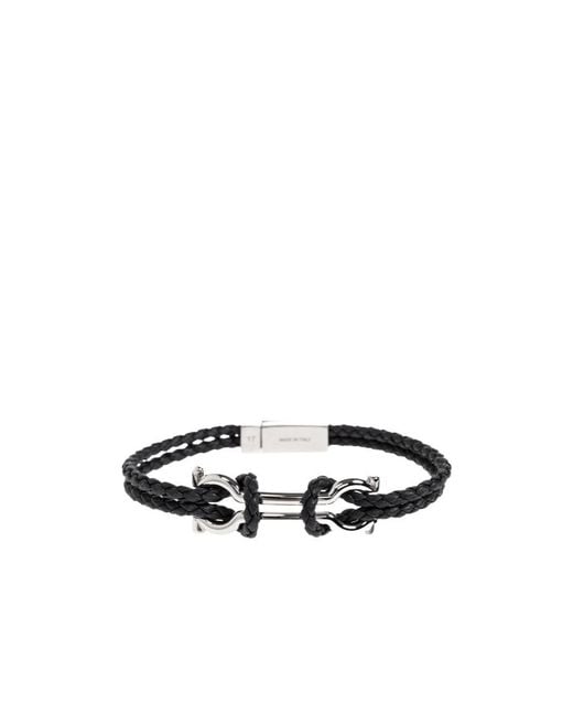 Ferragamo White Ferragamo Braided Double-Strap Bracelet for men