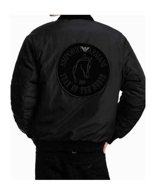 Emporio Armani Black Zip-Up Reversible Bomber Jacket for men