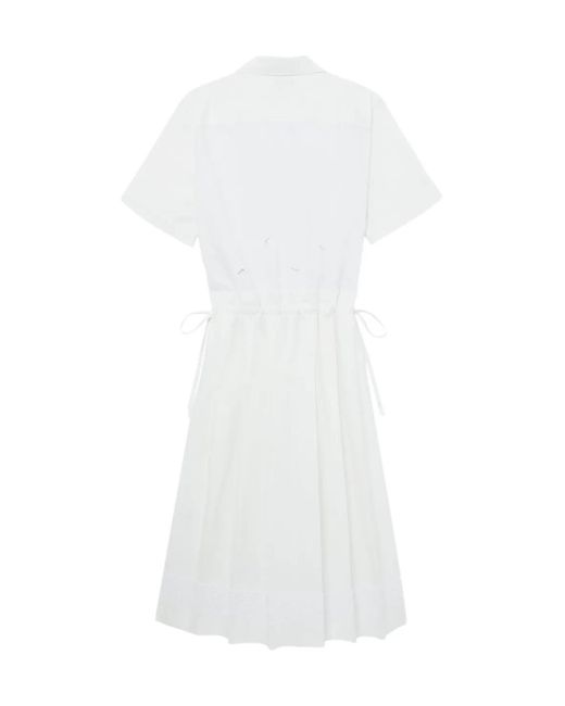 MARINE SERRE White Embroidered Cotton Midi Dress