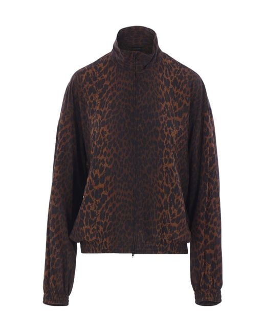 Balenciaga Black Leopard Print Zipped Jacket