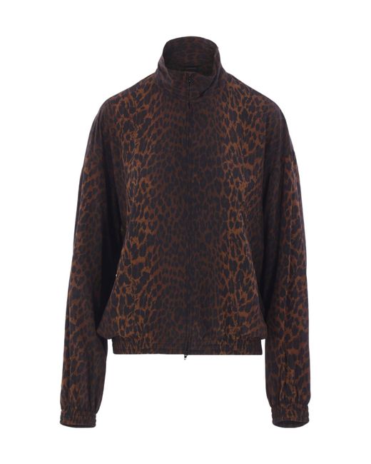 Balenciaga Black Leopard Print Zipped Jacket