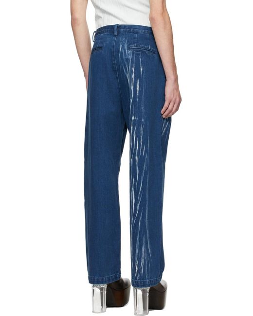 Xander Zhou Texture Printed Jeans in Blue for Men | Lyst