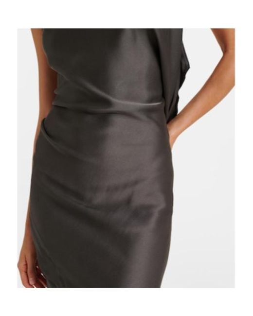 Victoria Beckham Black Kyra Draped Crepe Satin Midi Dress