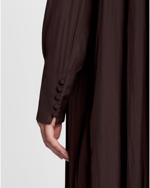 Lanvin Purple Long-Sleeved Pleated Dress