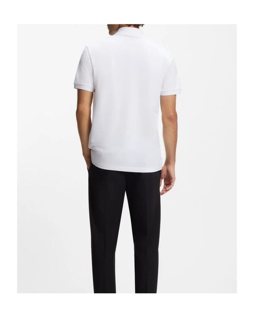Boss White Stripe-Detail Polo Shirt for men