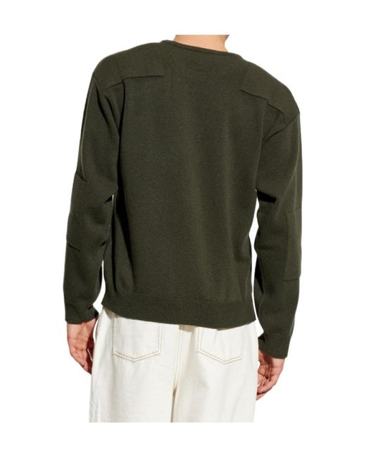 Jil Sander Green Regular-Fit Padded Shoulde Sweater for men