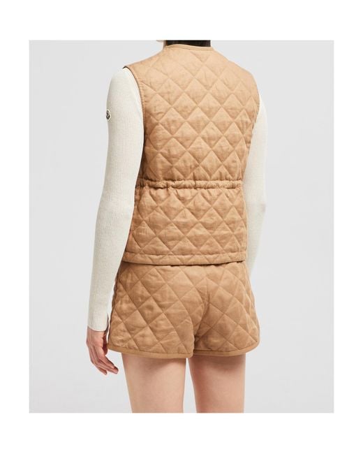 Moncler Vigny Diamond-Quilted Padded Gilet in Natural | Lyst