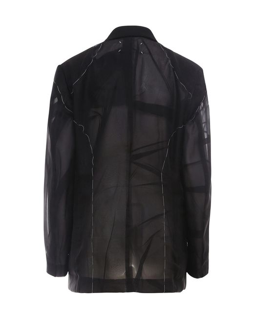 Maison Margiela Black Sheer Sleeve Single Breasted Blazer